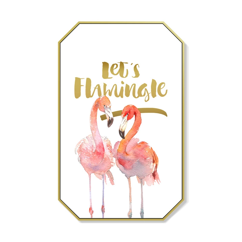 Jane Eyre Nordic living room decoration painting restaurant hanging painting pink girl heart wall painting flamingo creative octagon