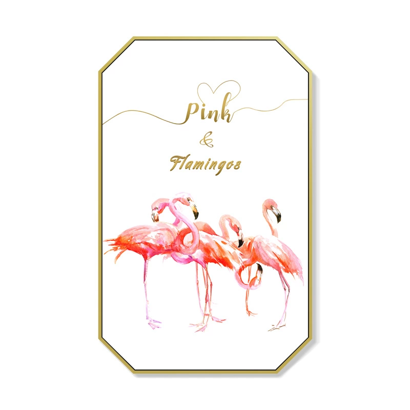 Jane Eyre Nordic living room decoration painting restaurant hanging painting pink girl heart wall painting flamingo creative octagon