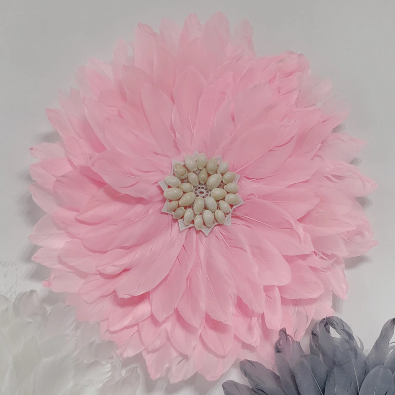 Nordic style feather wall decoration flower plate conch ornaments children's room decorations handmade creative wall decoration
