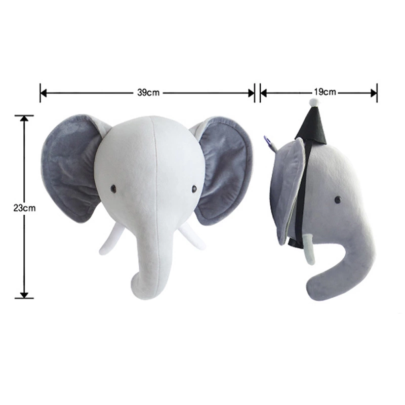 Explosive Nordic style animal headwear children's room ornaments unicorn elephant rabbit toy head plush decoration