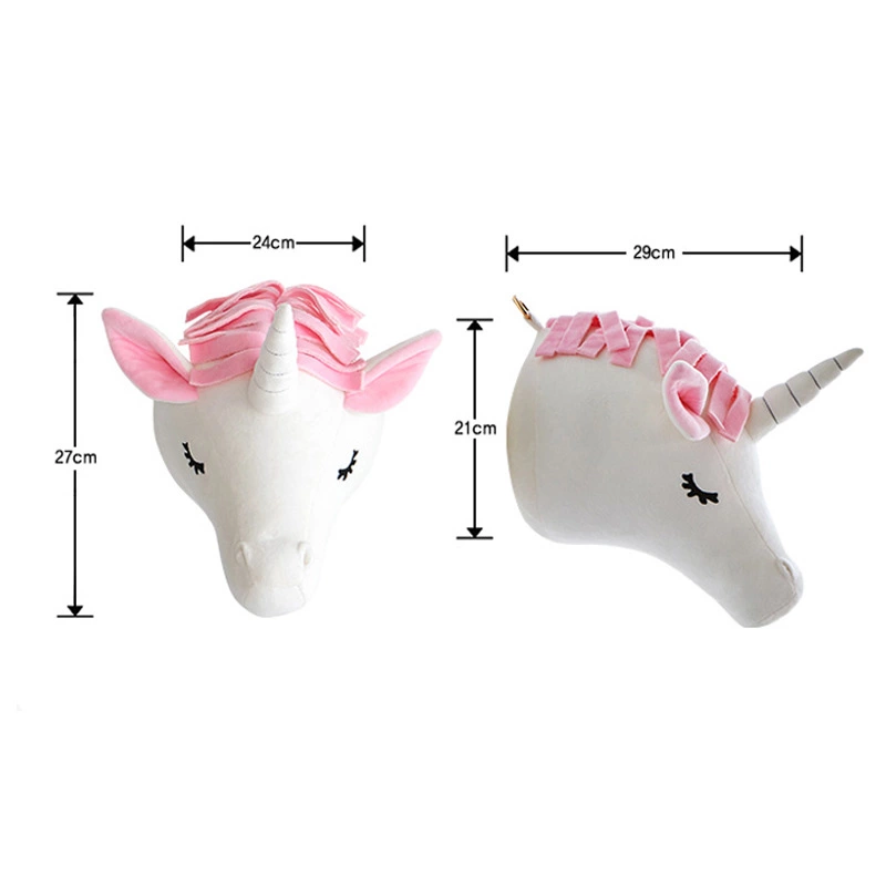 Explosive Nordic style animal headwear children's room ornaments unicorn elephant rabbit toy head plush decoration
