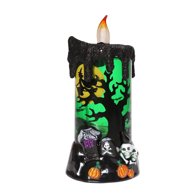 Halloween horror props electronic candle lights glowing LED rotating colored lights bar scene layout decoration props