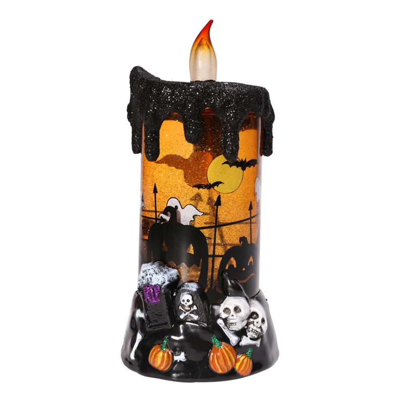 Halloween horror props electronic candle lights glowing LED rotating colored lights bar scene layout decoration props