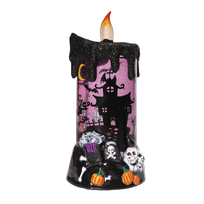 Halloween horror props electronic candle lights glowing LED rotating colored lights bar scene layout decoration props