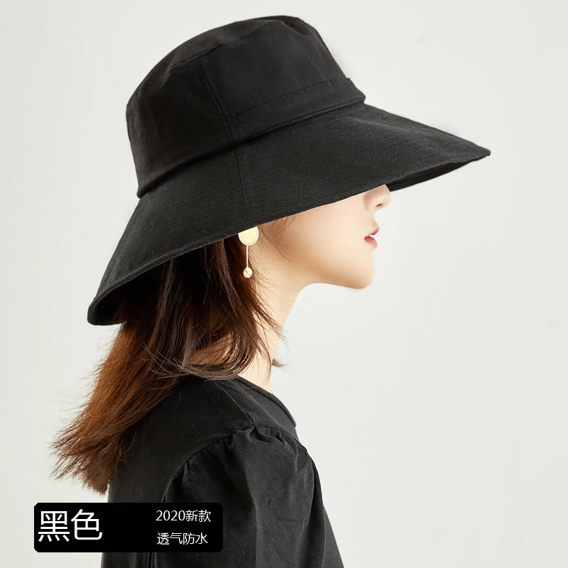 Spring and summer big brim female hat outdoor sunscreen sunscreen cover hat foldable wild hat solid color beach hat