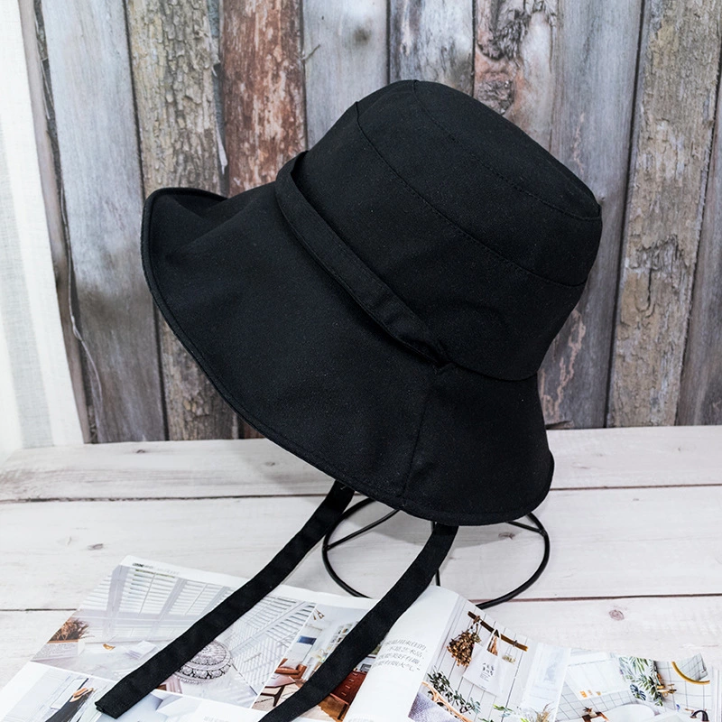 Korean version of the summer retro big eaves beach shade fisherman hat female Japanese shade bandage solid color cotton and linen hat basin hat