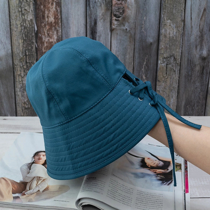 Japanese basin hat female back strap Korean version of the solid color dome retro wild casual bucket hat shade decoration hat tide