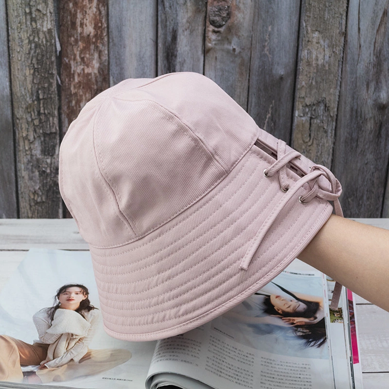 Japanese basin hat female back strap Korean version of the solid color dome retro wild casual bucket hat shade decoration hat tide