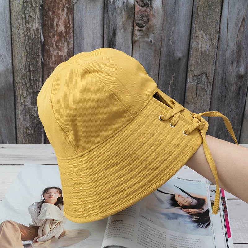 Japanese basin hat female back strap Korean version of the solid color dome retro wild casual bucket hat shade decoration hat tide