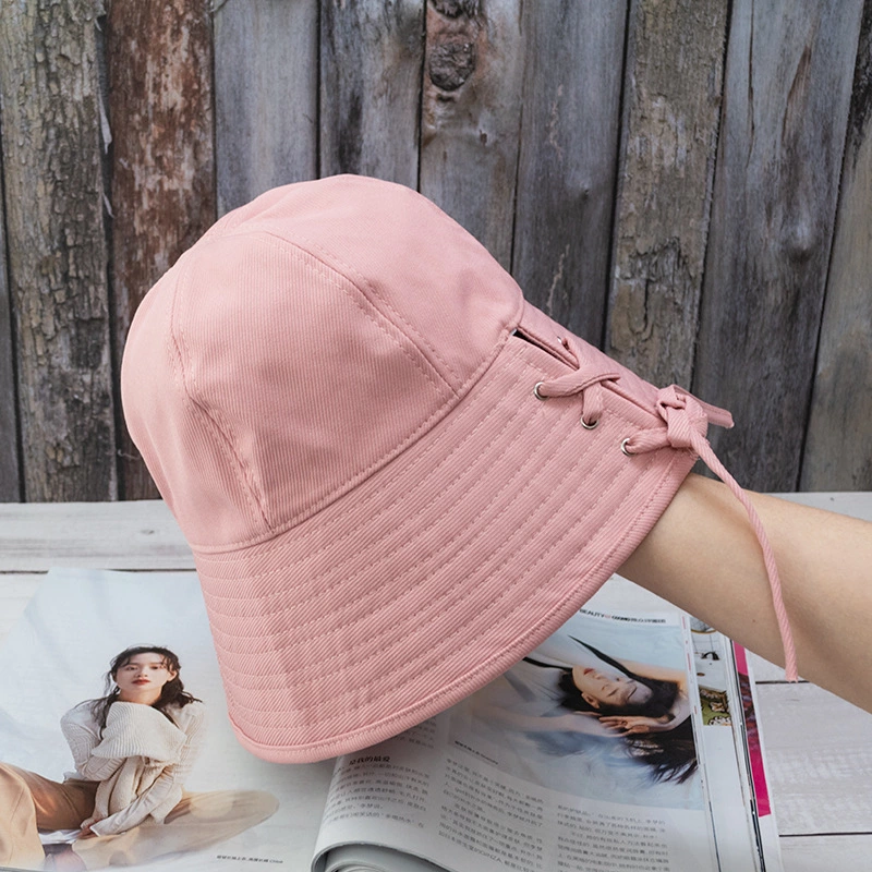 Japanese basin hat female back strap Korean version of the solid color dome retro wild casual bucket hat shade decoration hat tide