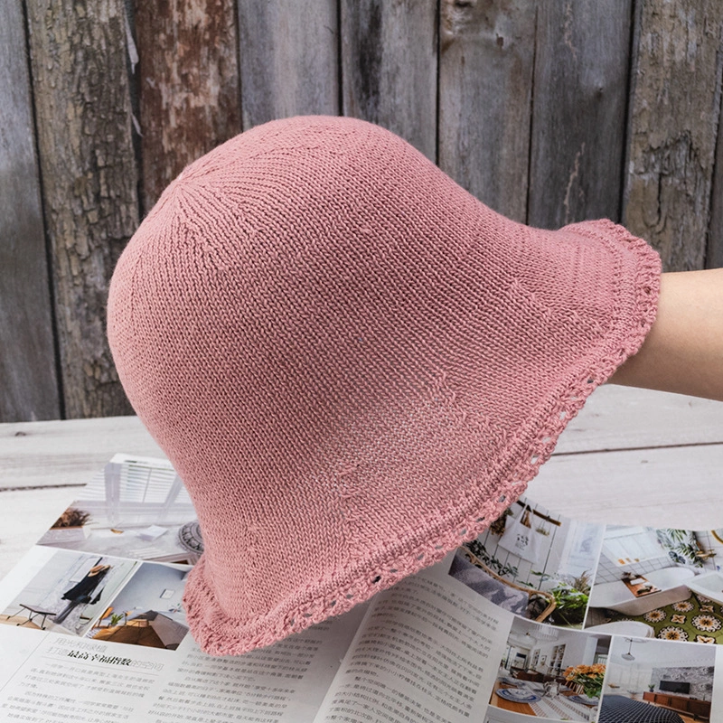 Casual knitted bucket basin hat spring and summer shade sunscreen hat wild retro multicolor fisherman hat tide