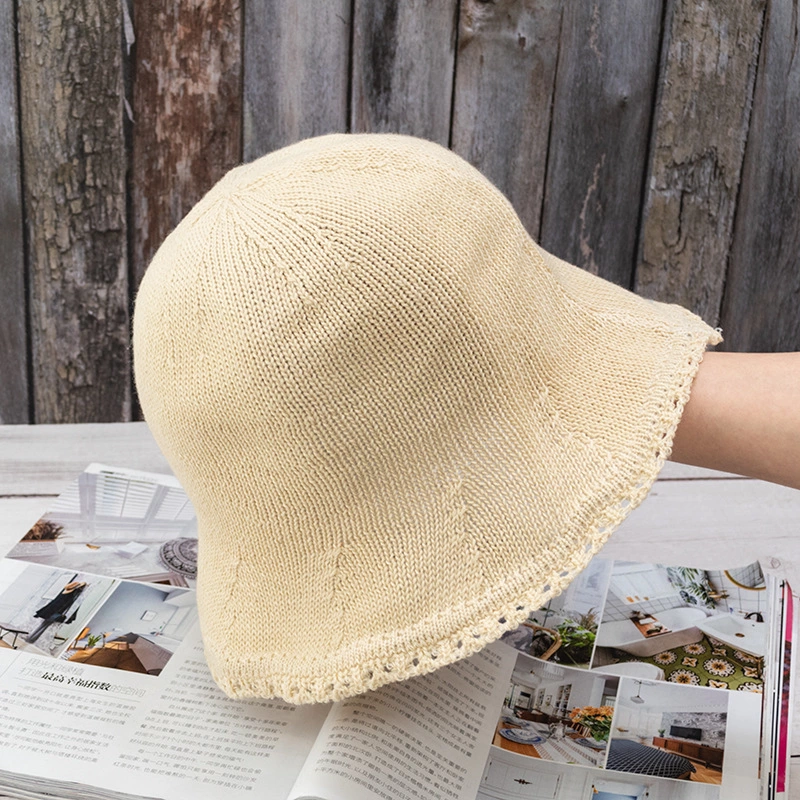 Casual knitted bucket basin hat spring and summer shade sunscreen hat wild retro multicolor fisherman hat tide