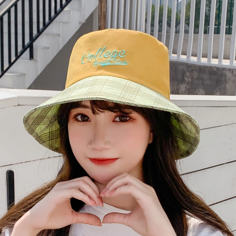 Spring and summer new sunscreen hat female trend color matching letter basin hat shade fisherman hat tide shade cloth hat