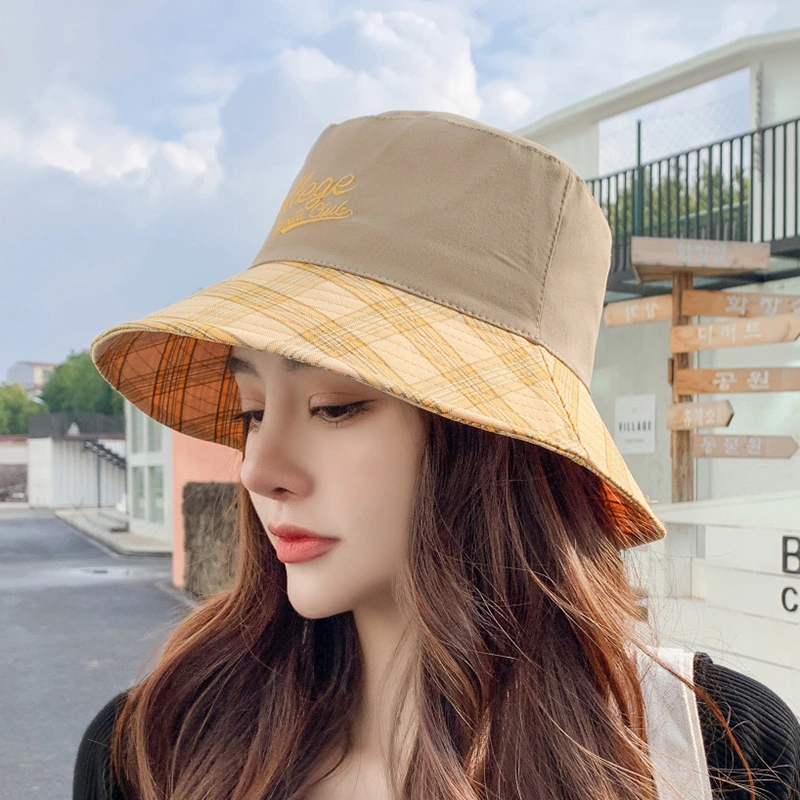 Spring and summer new sunscreen hat female trend color matching letter basin hat shade fisherman hat tide shade cloth hat