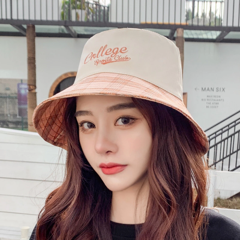 Spring and summer new sunscreen hat female trend color matching letter basin hat shade fisherman hat tide shade cloth hat