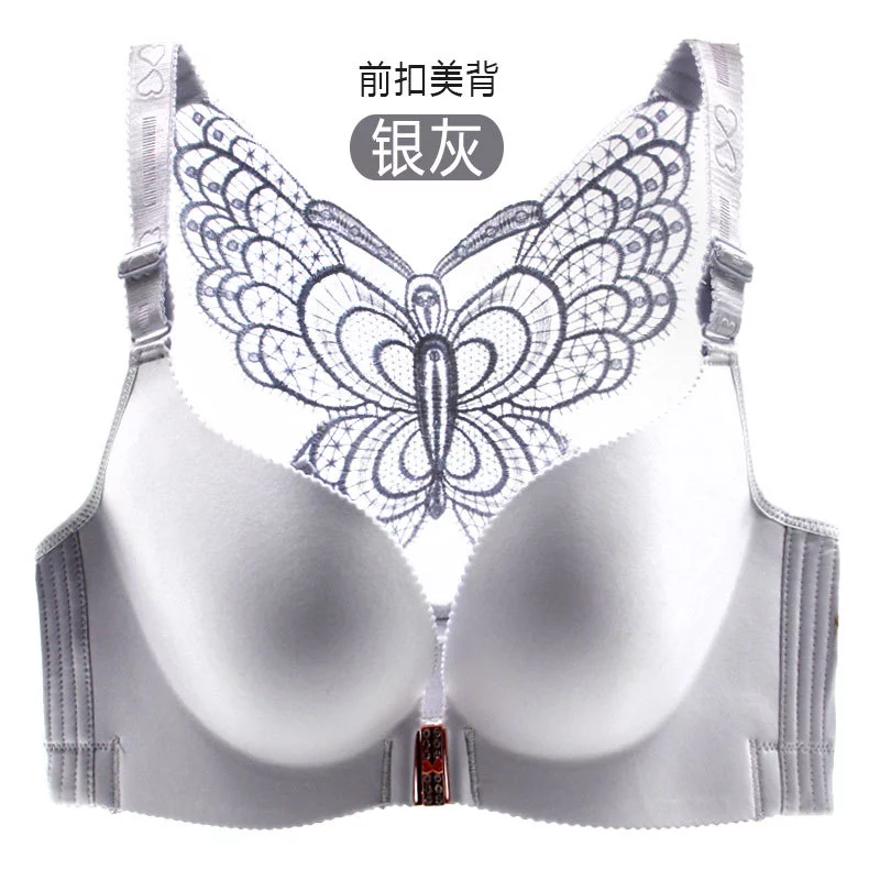 Front buckle no steel ring beautiful back large size fat MM smooth bra seamless sexy lingerie bra