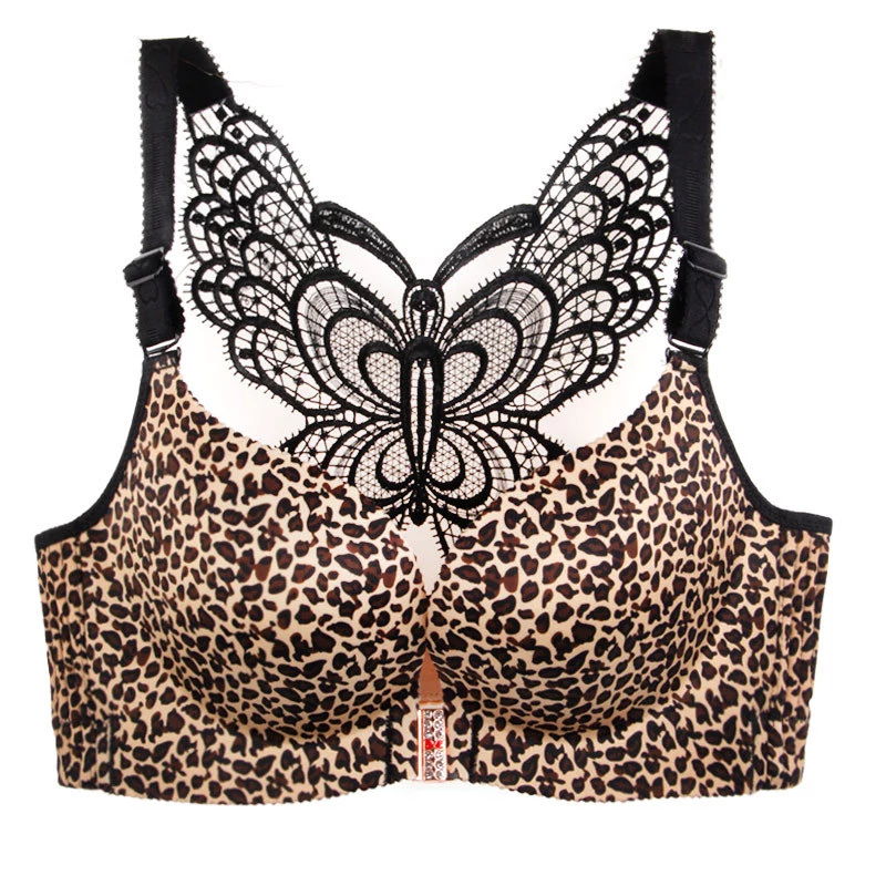 Front buckle no steel ring beautiful back large size fat MM smooth bra seamless sexy lingerie bra