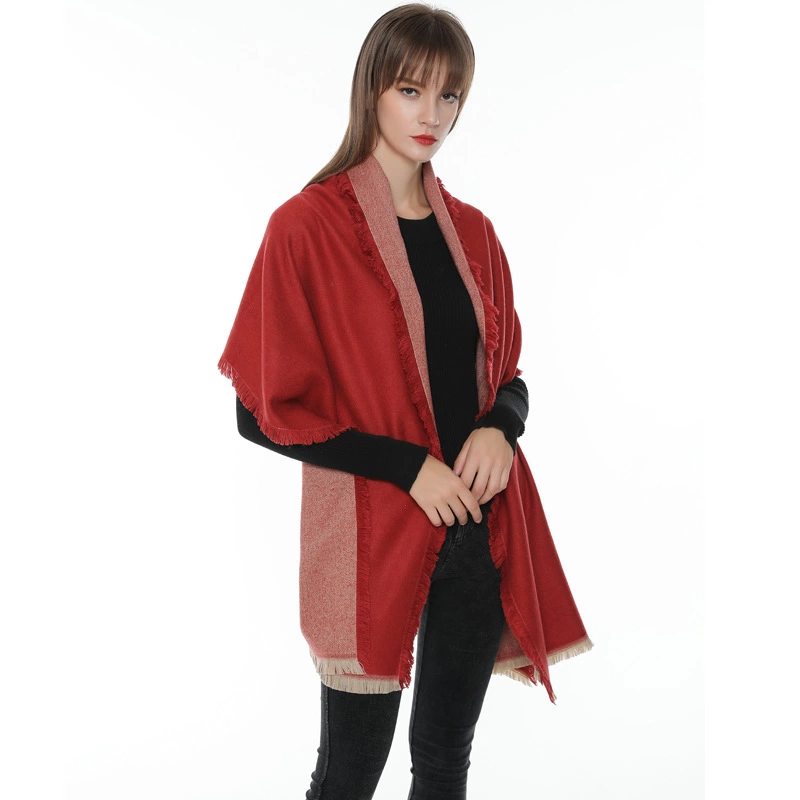 New imitation cashmere scarf female double-sided warm knitted solid color scarf