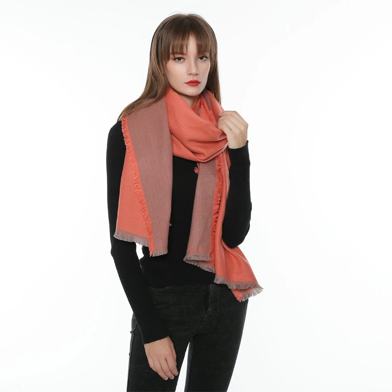 New imitation cashmere scarf female double-sided warm knitted solid color scarf