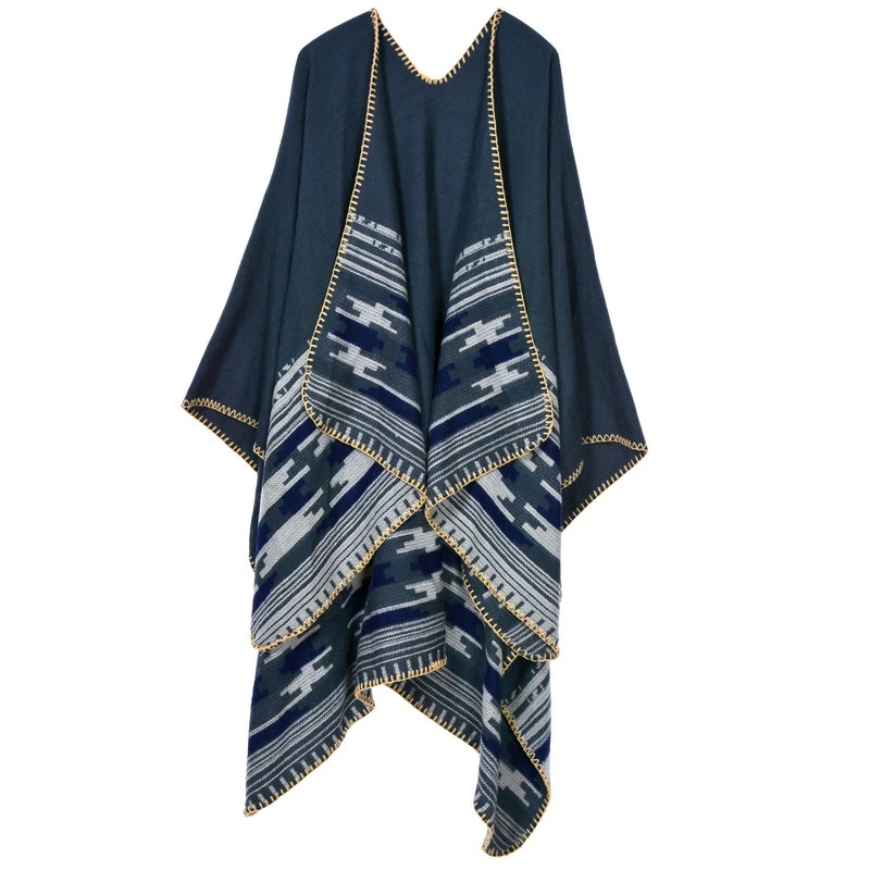 Hand-stitched thickening lengthened open long-selling cloak air conditioning warm decoration shawl scarf