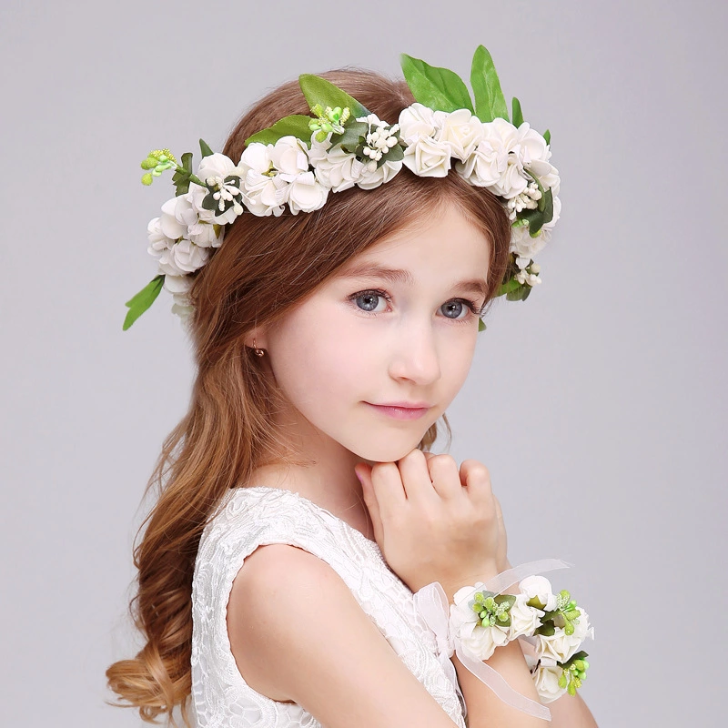 Girls headdress girl accessories head flower handmade hair accessories hair hoop garland flower girl birthday show wreath jewelry