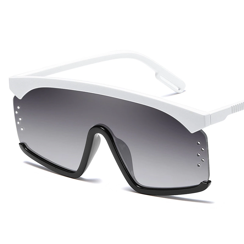 New fashion oversized frame Siamese sunglasses female trend round face windshield men sunglasses S9049