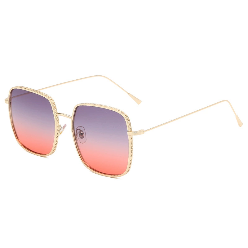 Fashion big frame ladies sunglasses trend gradient color street shot sunglasses metal pattern glasses male S08