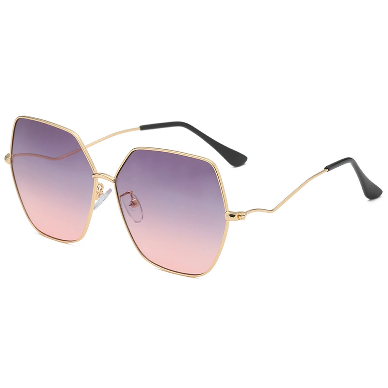 New fashion polygon oversized frame sunglasses men and women round face color film sunglasses simple wild glasses S9016