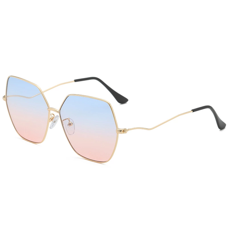 New fashion polygon oversized frame sunglasses men and women round face color film sunglasses simple wild glasses S9016