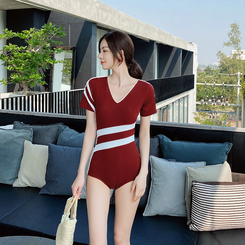 New triangle one-piece swimsuit female color matching sexy bikini swimsuit slim slimming sports swimsuit female