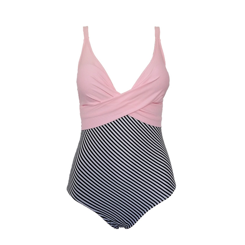 New one-piece swimsuit plus size 2XL wave dot printing one-piece swimsuit female