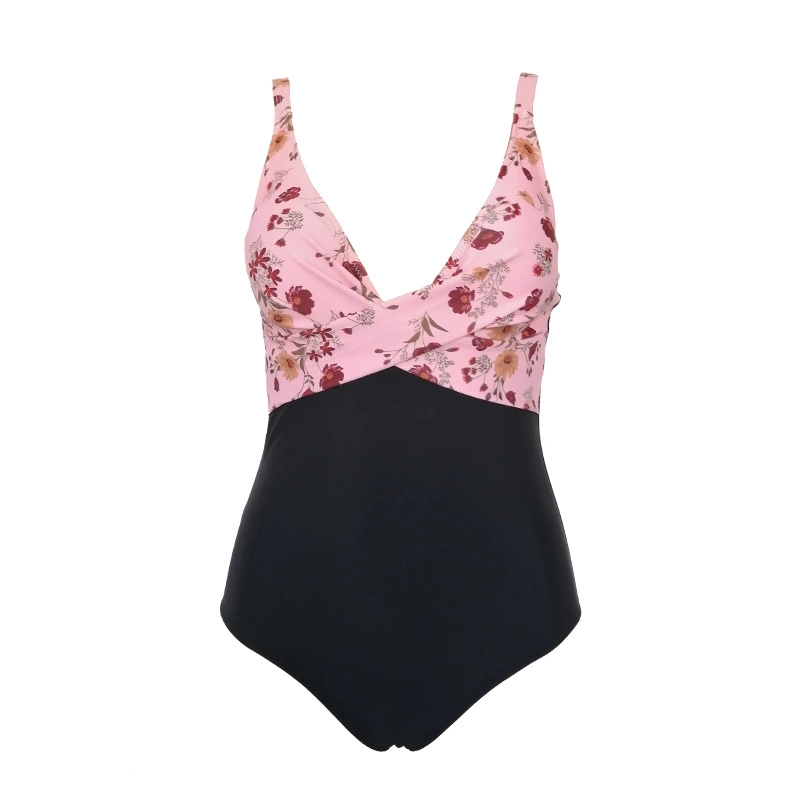 New one-piece swimsuit plus size 2XL wave dot printing one-piece swimsuit female