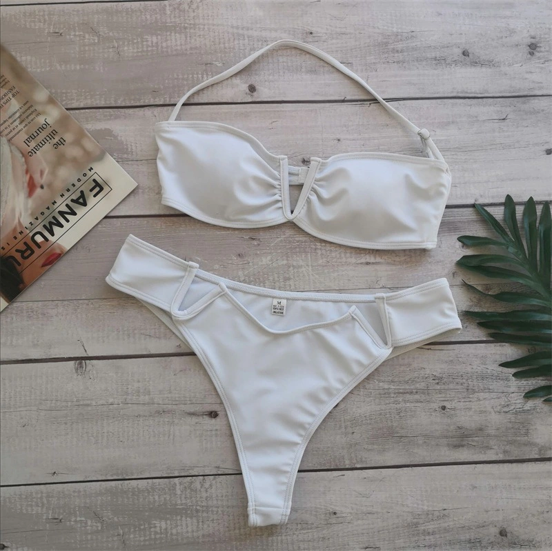 New bikini swimsuit nylon solid color swimsuit
