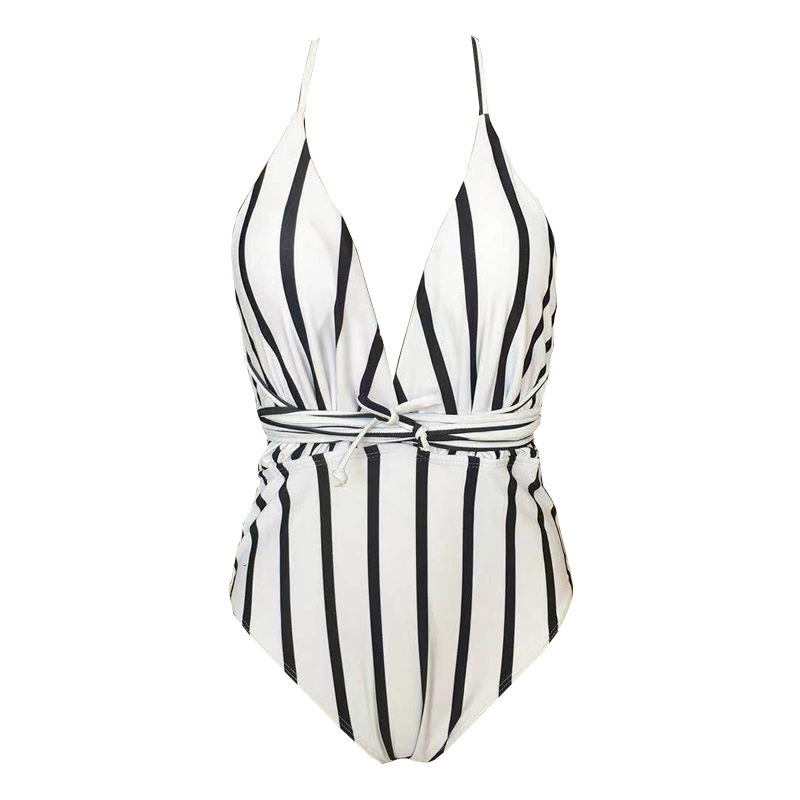 The new multicolor one-piece swimsuit straps printed one-piece swimsuit
