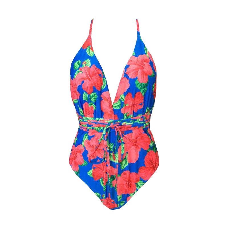 The new multicolor one-piece swimsuit straps printed one-piece swimsuit