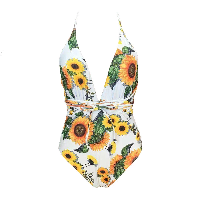 The new multicolor one-piece swimsuit straps printed one-piece swimsuit