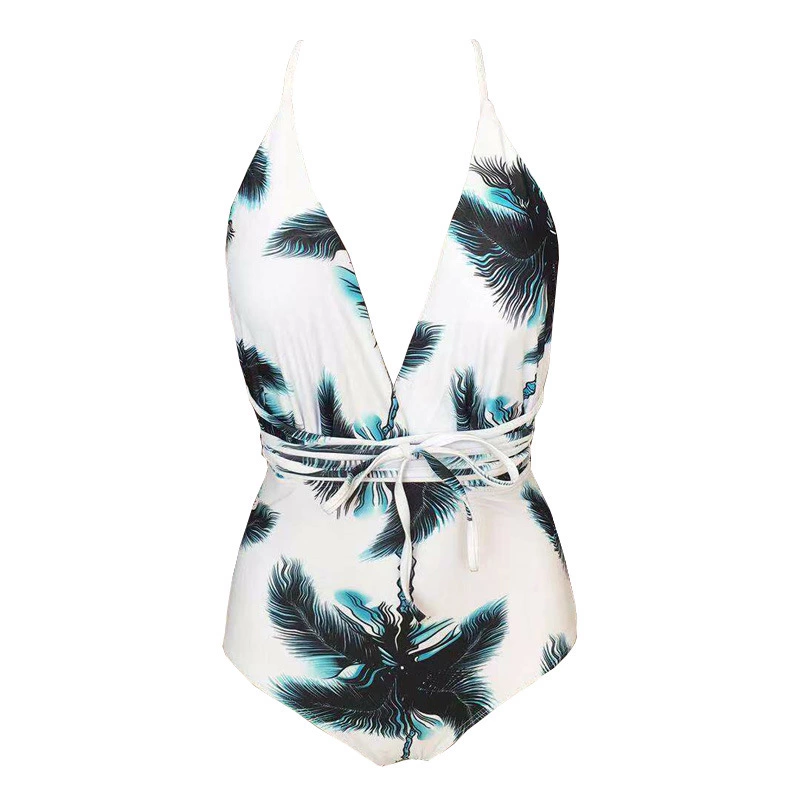 The new multicolor one-piece swimsuit straps printed one-piece swimsuit