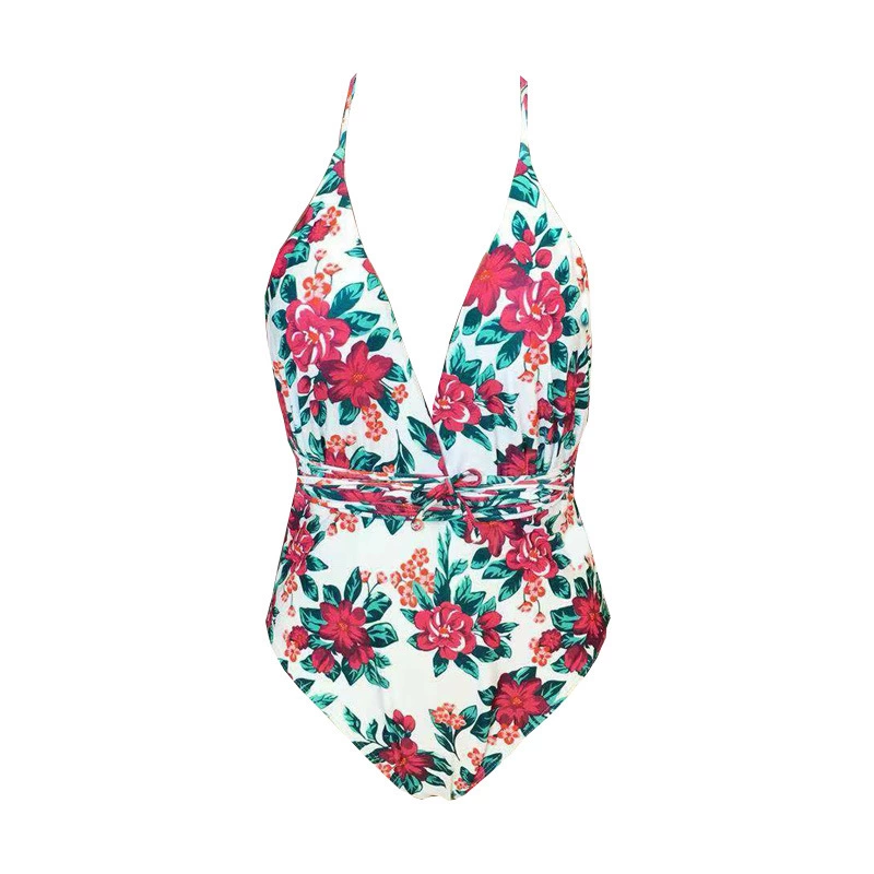The new multicolor one-piece swimsuit straps printed one-piece swimsuit