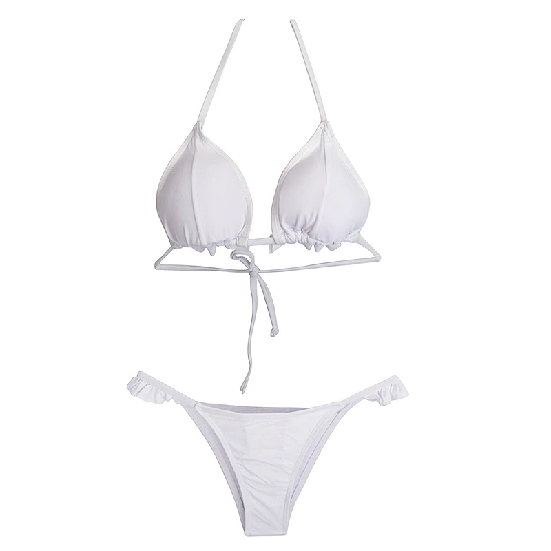 New hot sale solid color swimsuit ladies ruffles