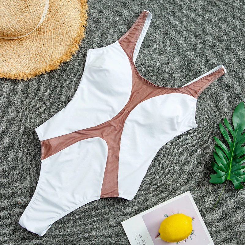 New one-piece swimsuit color matching stitching one-piece sexy swimsuit