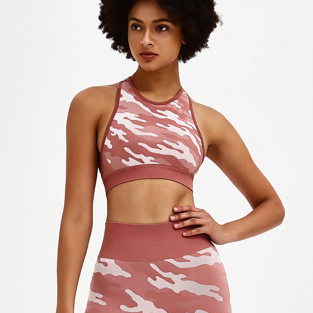 ! Camouflage shockproof gather sports bra female fitness yoga breathable vest-type underwear female