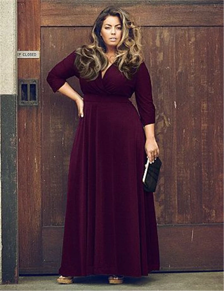 Hot sale new women's plus size deep V net color big swing skirt 7 colors optional sexy dress