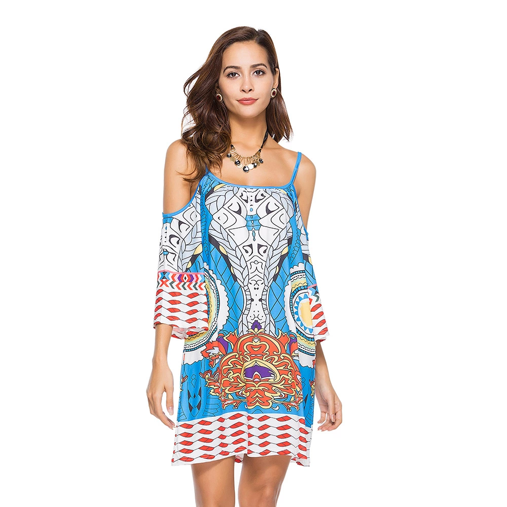 Women's dresses beach sling dresses hot sale new printed milk silk plus size skirt