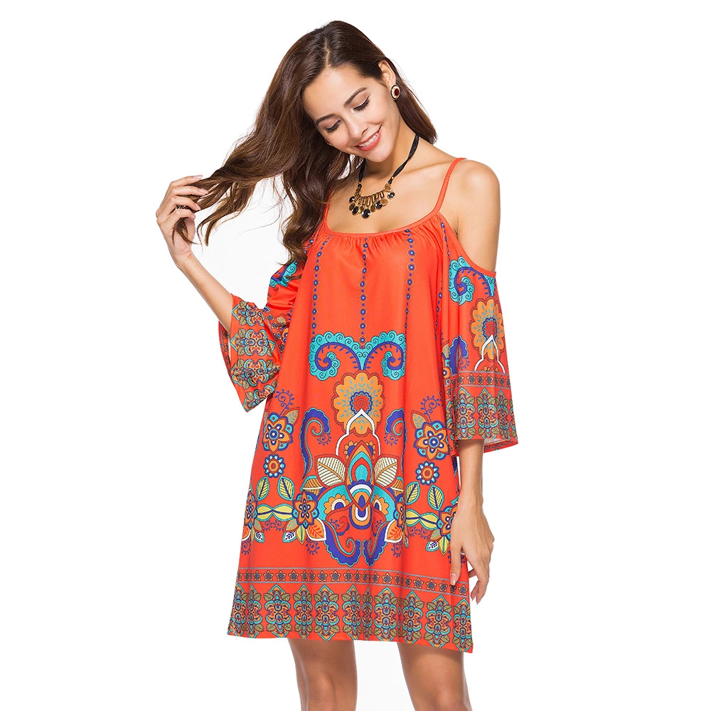 Women's dresses beach sling dresses hot sale new printed milk silk plus size skirt