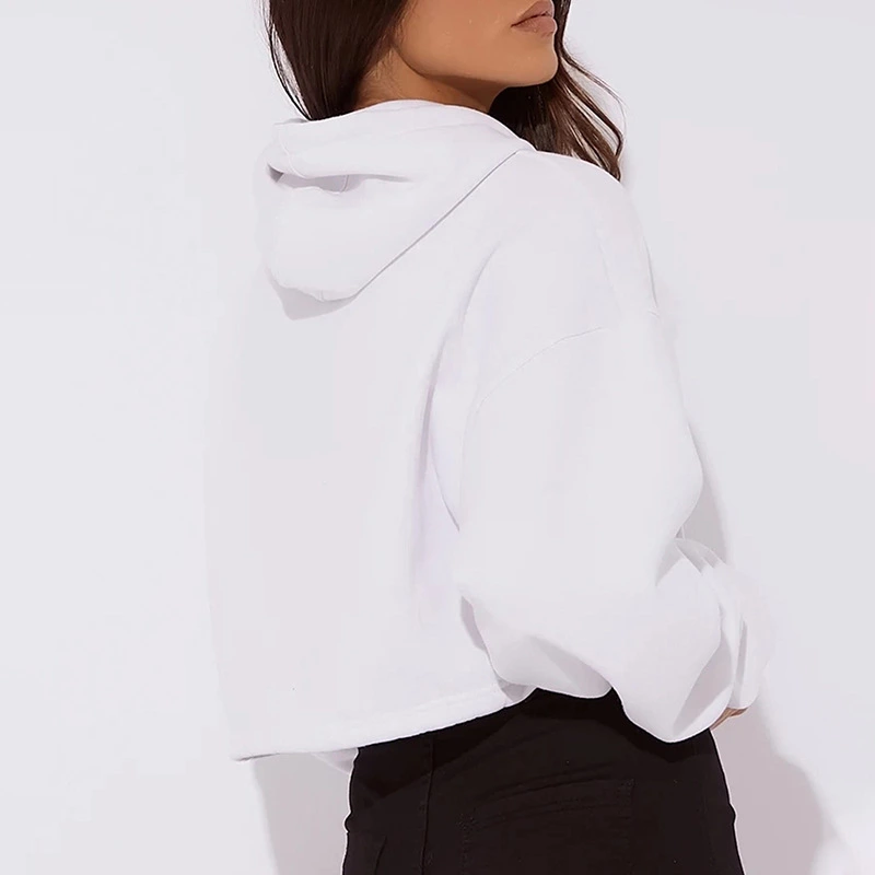 Autumn and winter new tops simple short paragraph hooded hooded sweater female embroidery bottoming clothes sportswear tide