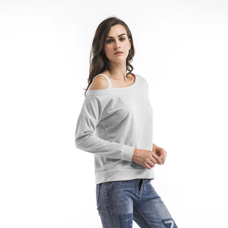 Spring new long-sleeved t-shirt women's sense of off-the-shoulder loose large size women's tops