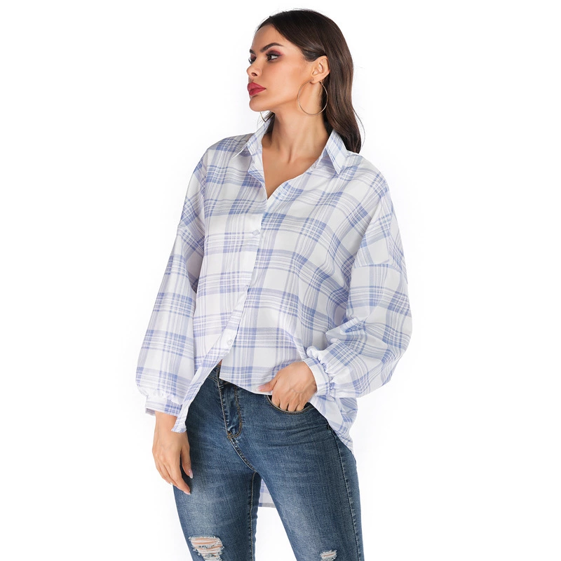 New women's spring and summer printed large size shirt female loose long-sleeved shirt top