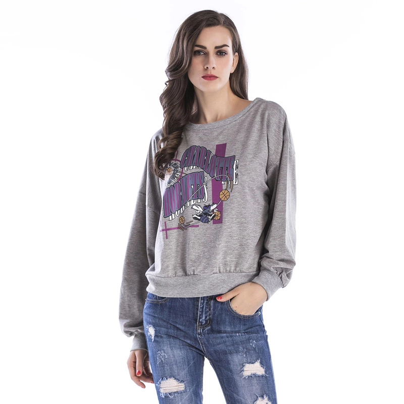 Plus size sweater women's round neck loose printed long-sleeved t-shirt casual comfortable sweater new women