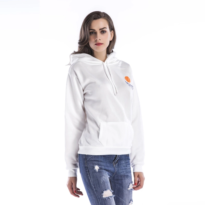 Autumn and winter hooded sweater women's pocket casual printing plus velvet plus size women's jacket