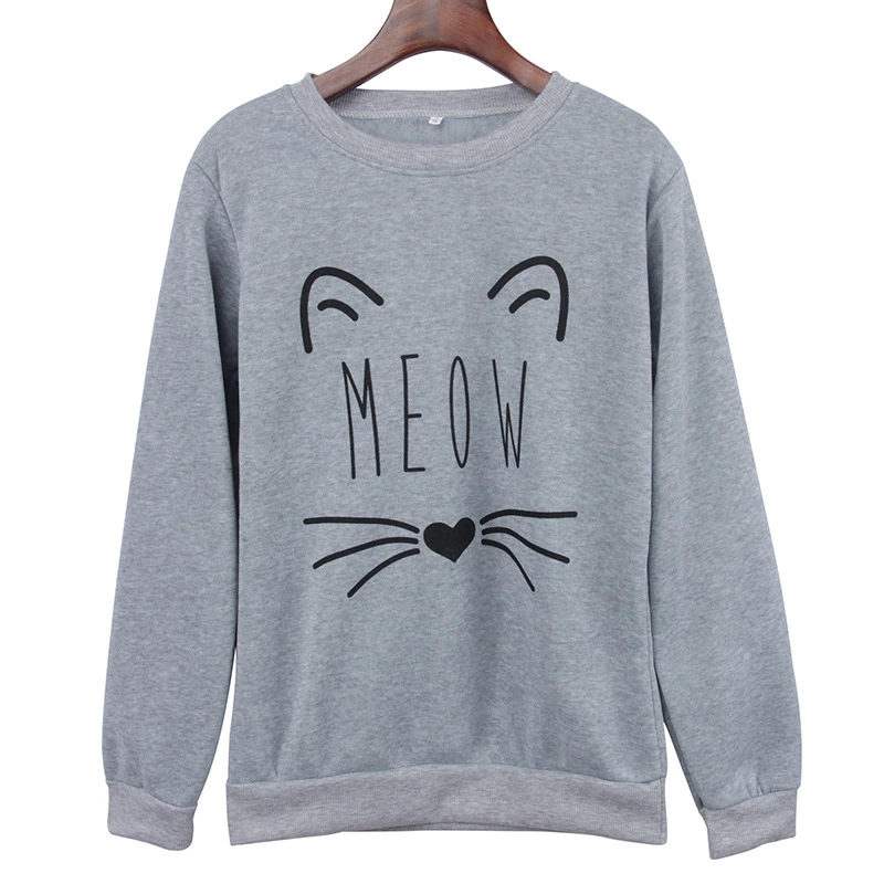 Autumn and winter new hooded sweater women's long-sleeved cat ears letter printed large size shirt